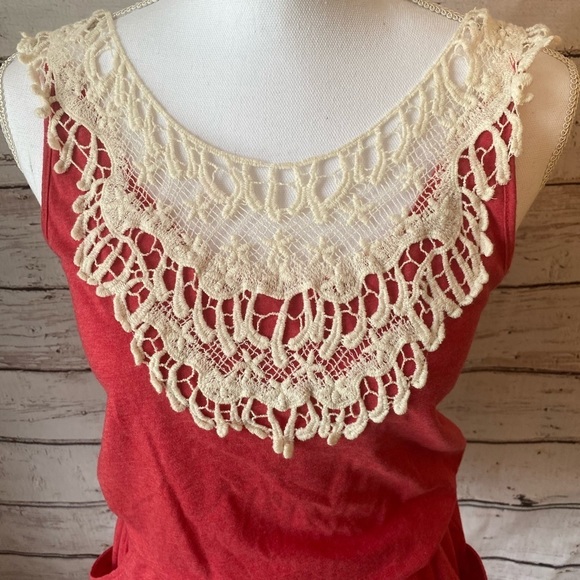 Lace top romper coral Small - Picture 5 of 7